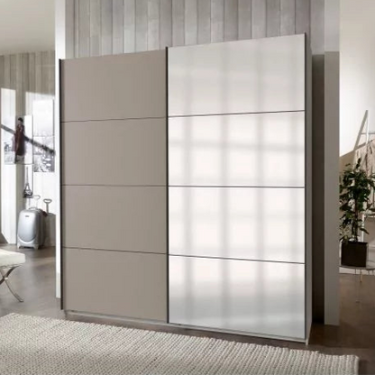 Sliding Wardrobe - ANVAST 2 Door Mirrored Wardrobe Grey 180cm