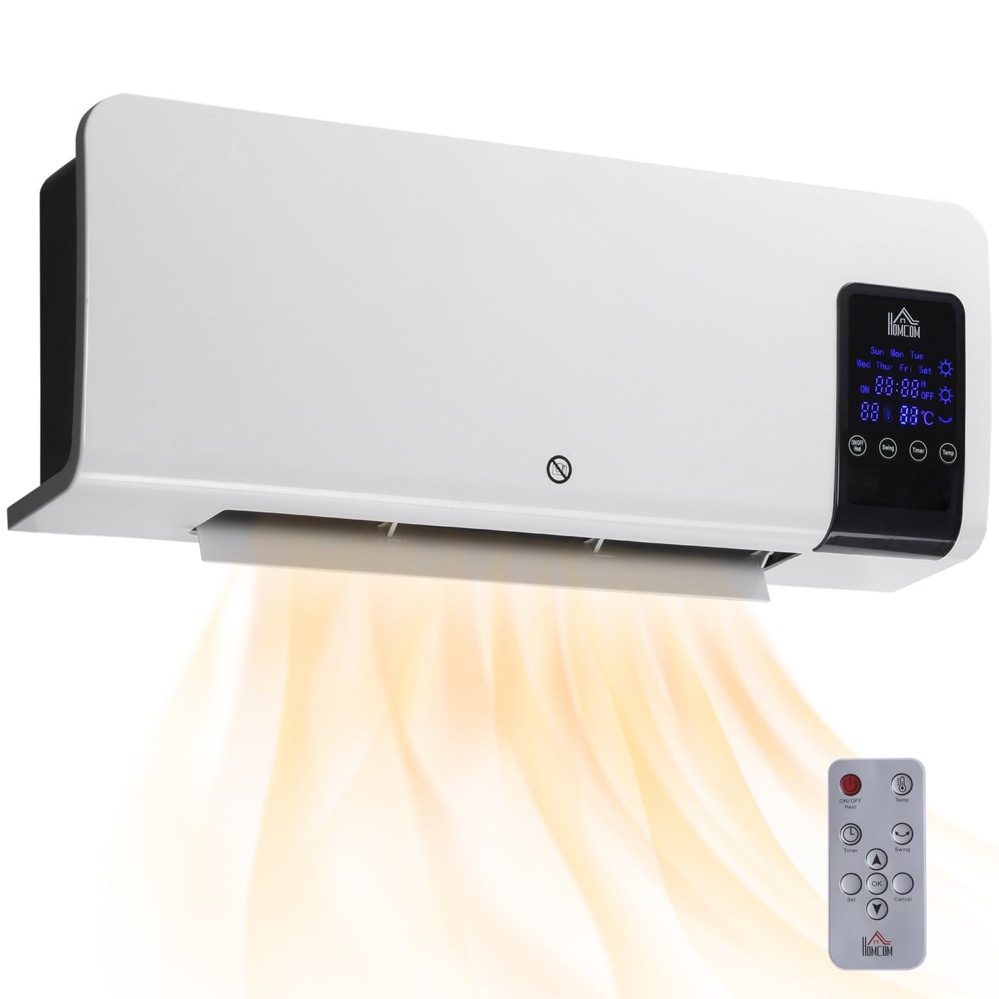 HOMCOM 2000W Wall-Mounted Heater, 18-45Â°C Temperature, White