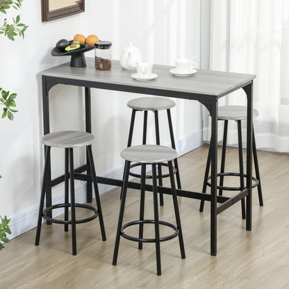 HOMCOM Five-Piece Industrial-Style Bar Table Set - Grey/Black