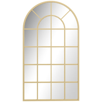 HOMCOM 110 x 65 cm Arched Decorative Wall Mirror for Bedroom Living Room, Modern Window Bathroom Mirror for Home Decor