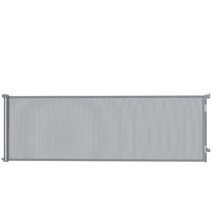 PawHut Retractable Dog Gate, Extends to 300 cm Wide & 104 cm Tall, Mesh Pet Gate Single Hand Operation, for Stairs Doorways