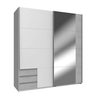 Sliding Wardrobe AMBER 2 Door Mirrored Wardrobe White 179cm