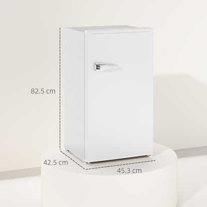 HOMCOM Under Counter Fridge, 85L Small Retro Refrigerator with Chiller Box, Adjustable Thermostat, Glass Shelves, White