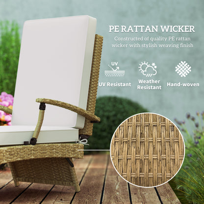 Outsunny 80Â° Reclining Rattan Lounger - White/Beige