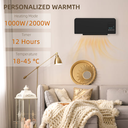 HOMCOM 2000W Wall Mounted Heater, 18-45Â°C Temperature, Black