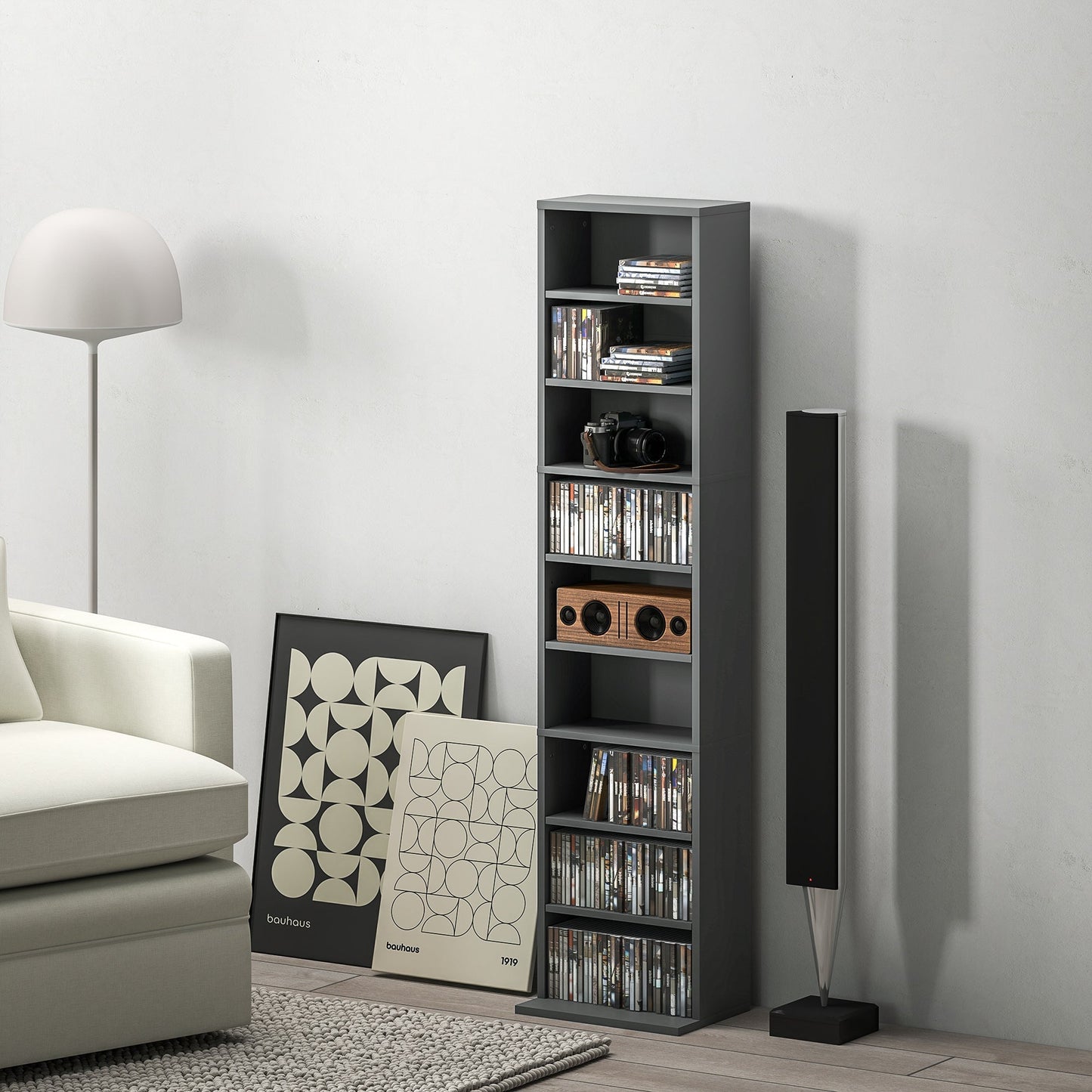 HOMCOM 260 Narrow CD Storage Unit - Grey