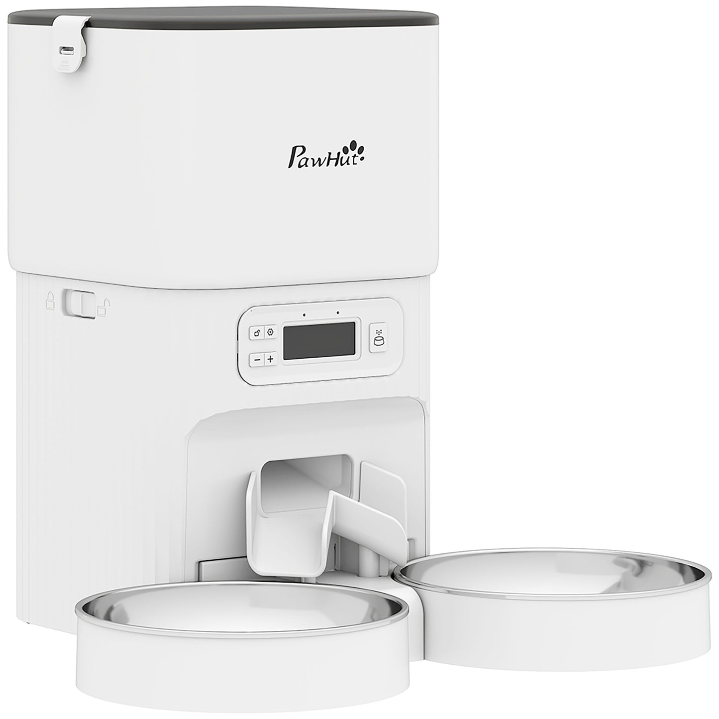 PawHut Automatic Cat Feeder Timed Portion Control Pet Food Dispenser with 2 Stainless Steel Bowls