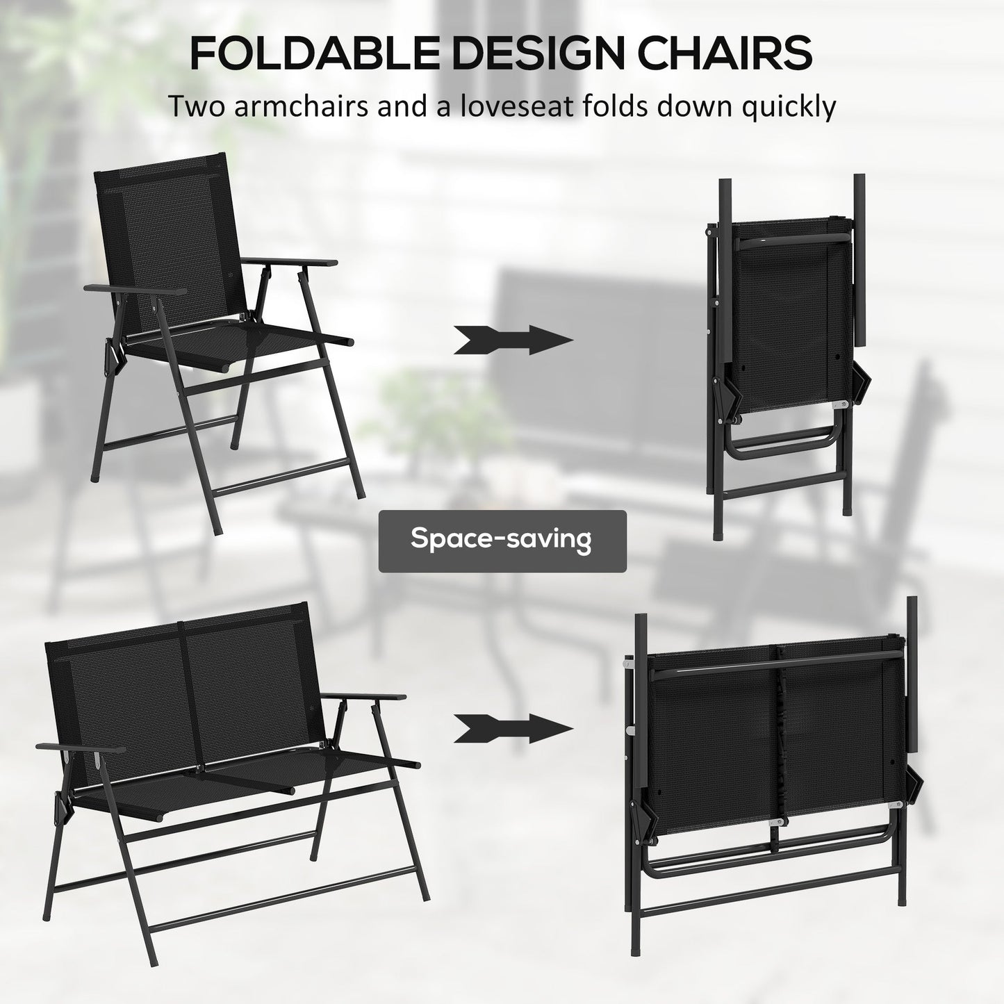 Outsunny Four-Piece Metal Garden Sofa Set - Black