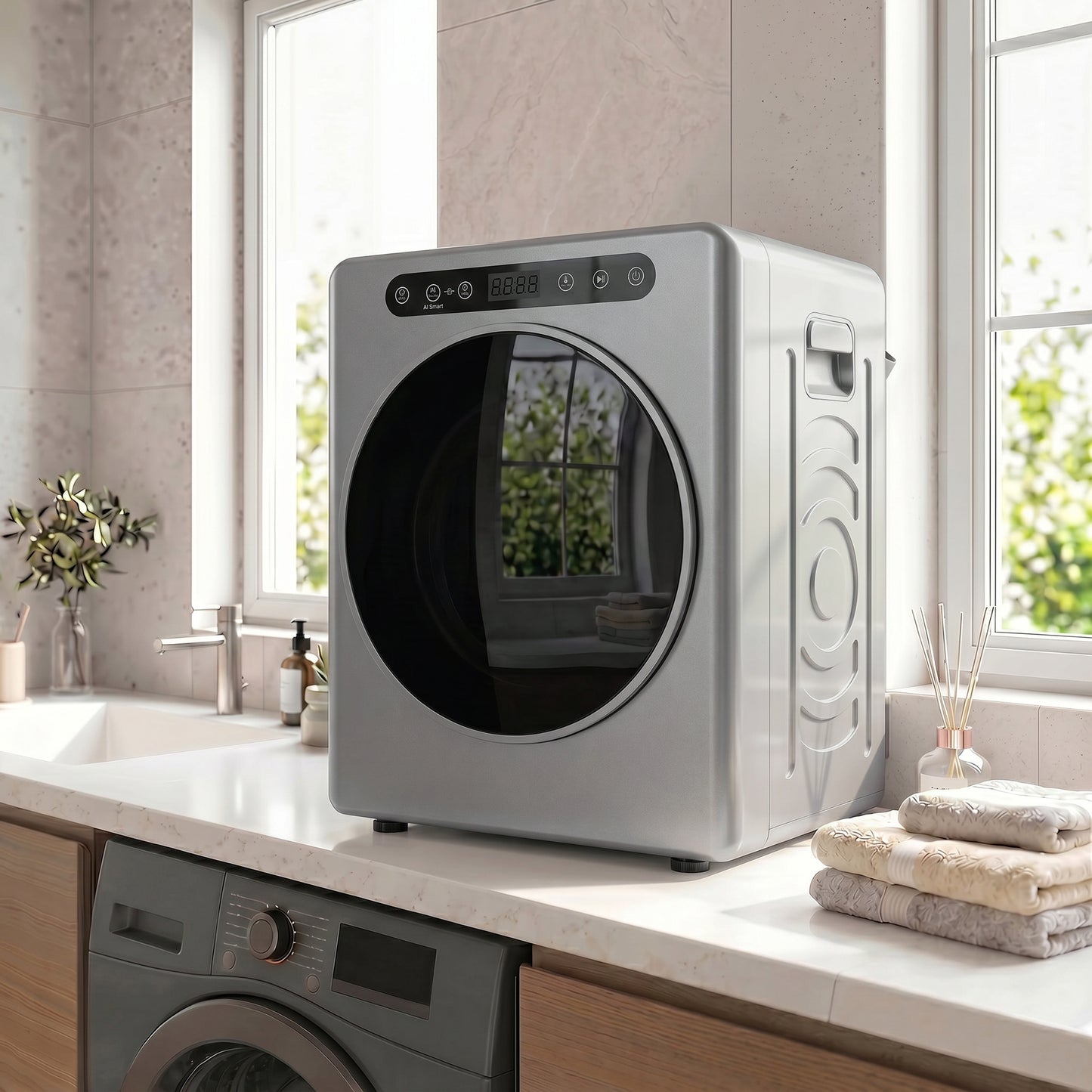 HOMCOM 5kg Compact 40-60â  Tumble Dryer - Silver Tone