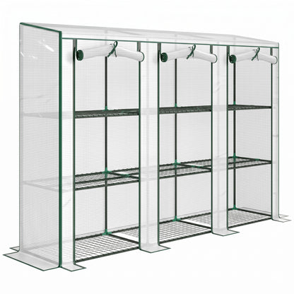 Outsunny 46 x 215 cm Nine-Shelf Greenhouse - White
