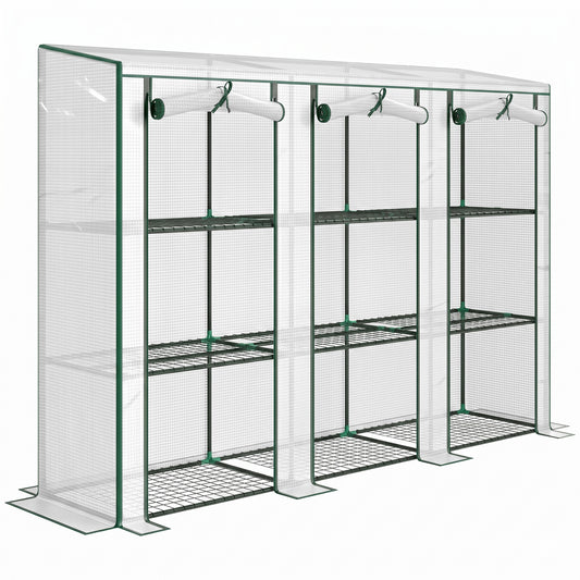Outsunny 46 x 215 cm Nine-Shelf Greenhouse - White