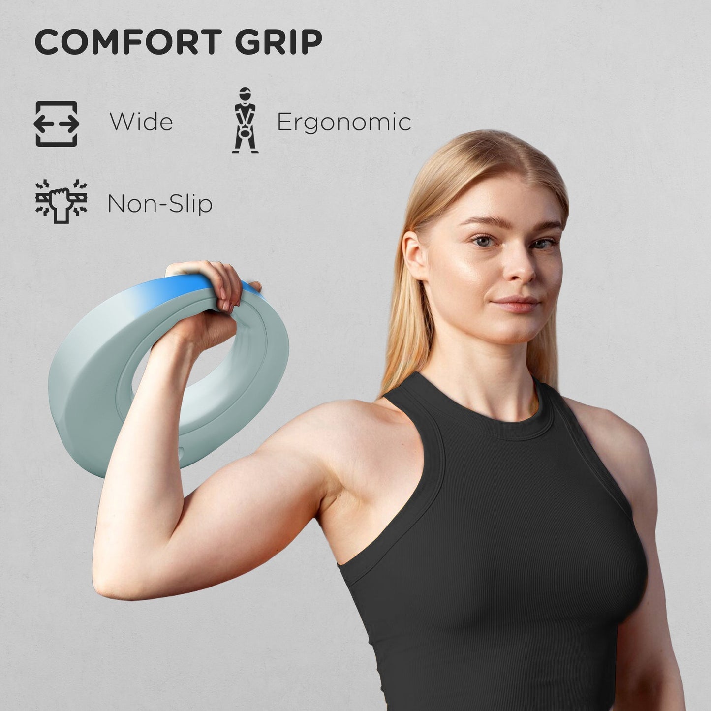 SPORTNOW 6kg Kettlebell, Kettle Bell with Wide Handle for Home Gym, Weight Lifting, Strength Training, Light Grey