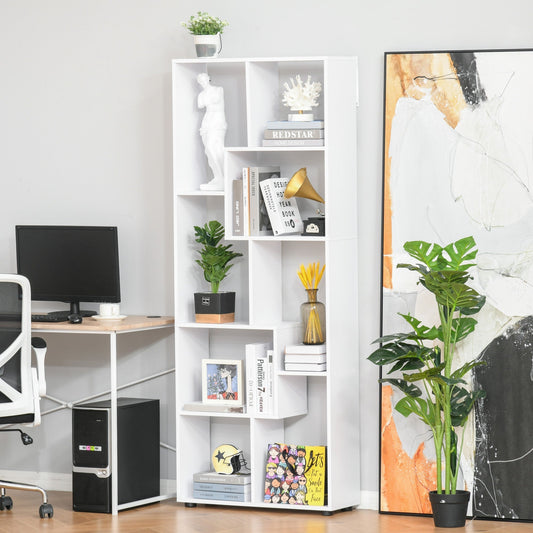 HOMCOM 8-Cube Bookcase, Tall Display Shelf, Standing Storage Rack for Study Room, Living Room, 70 x 24 x 178cm, White