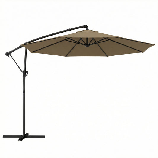 Outsunny 3 m Garden Cantilever Parasol with Cover, Round Overhanging Umbrella with 360 degrees Rotation, Tilt, Khaki
