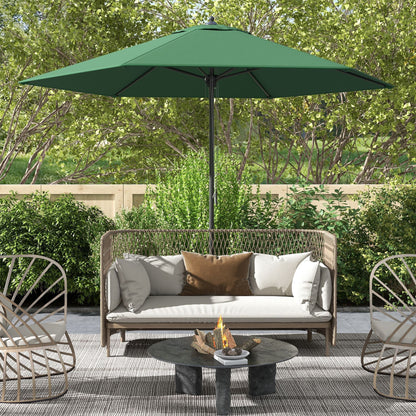 Outsunny 2.8m Garden Parasol Umbrella, Round Outdoor Market Table Umbrella Sun Shade Canopy, Green