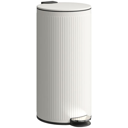 HOMCOM Kitchen Bin, 30 Litre Pedal Rubbish Bin with Removable Bucket, Cream