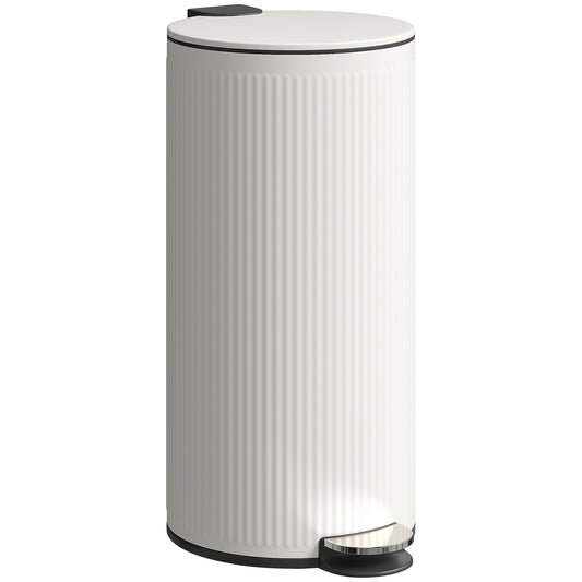HOMCOM Kitchen Bin, 30 Litre Pedal Rubbish Bin with Removable Bucket, Cream