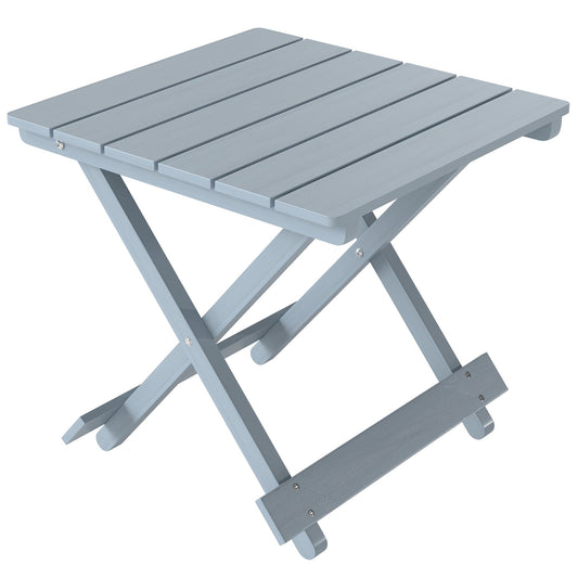 Outsunny Fir Wood Folding Coffee Table, Lightweight Small Garden Table with Slatted Top, Portable Folding Side Table for Balcony