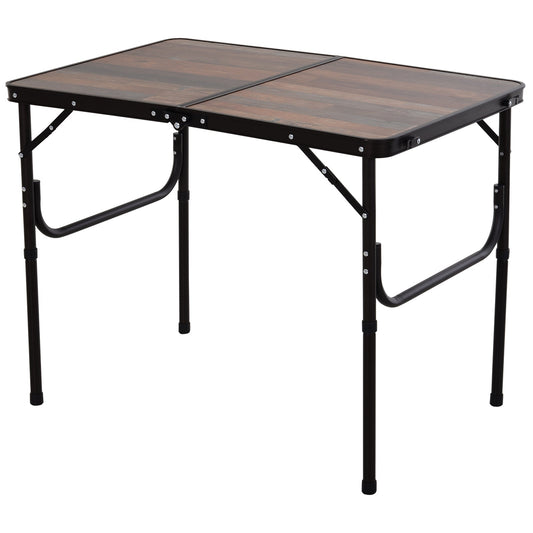 Outsunny 3ft Folding Camping Table Height Adjustable Aluminium Outdoor Garden Party Picnic BBQ Trestle Table Field Kitchen