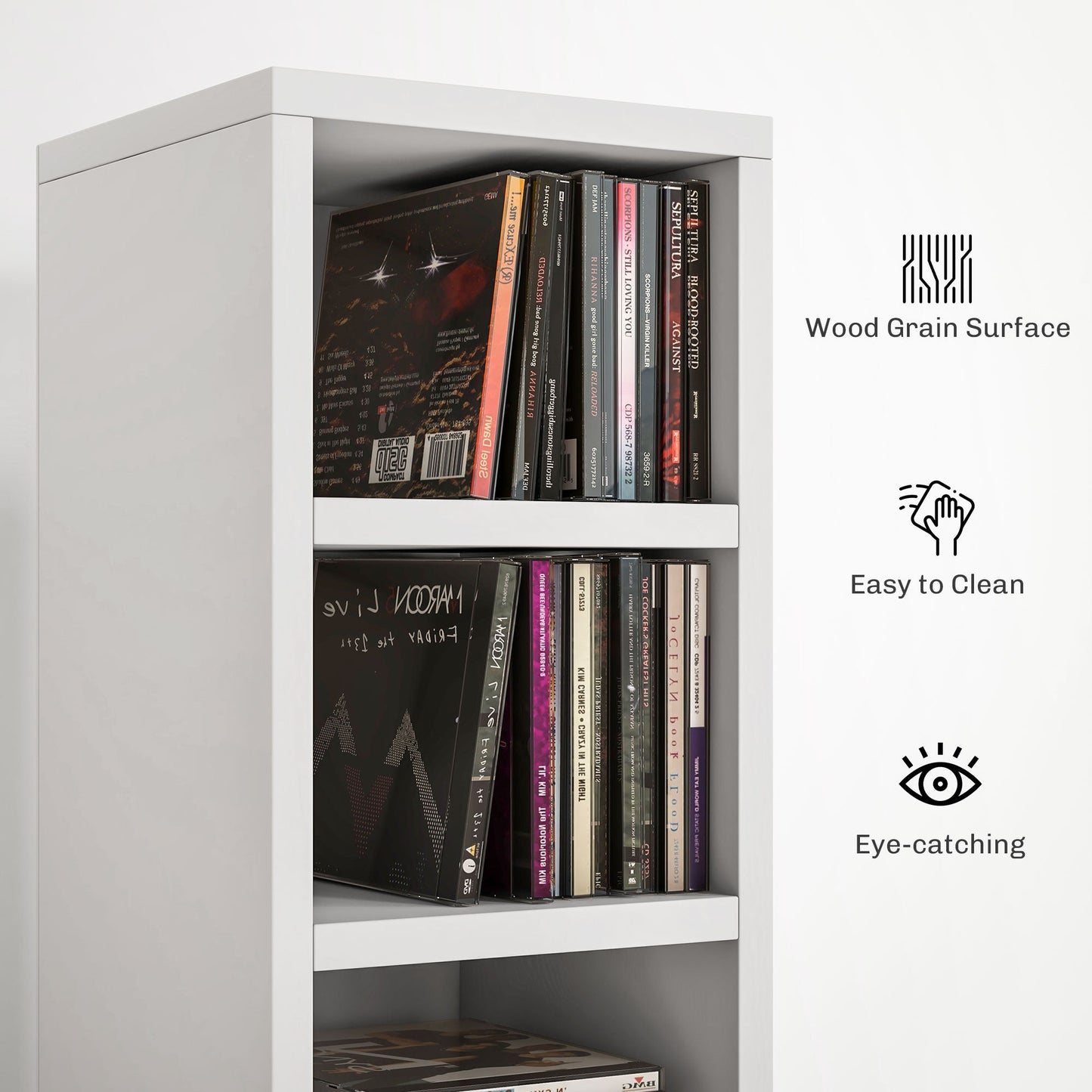 HOMCOM 204 CD Tall Narrow Media Storage Tower - White