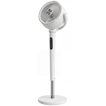 HOMCOM 20dB Silent Standing Fan, 70Â°+90Â° Auto Oscillating Fan with 12 Speeds, LED Light, Air Circulator, Remote Control, 12H Timer, for Bedroom, 46 Inch, White