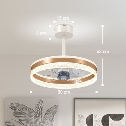 HOMCOM Ceiling Fan with LED Light and Remote - Gold Tone