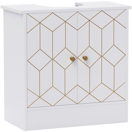 HOMCOM Under Sink Bathroom Cabinet, Under Sink Cabinet with Adjustable Shelf and Open Compartment for Basin with or without Pedestal, 60 x 30 x 60cm, White